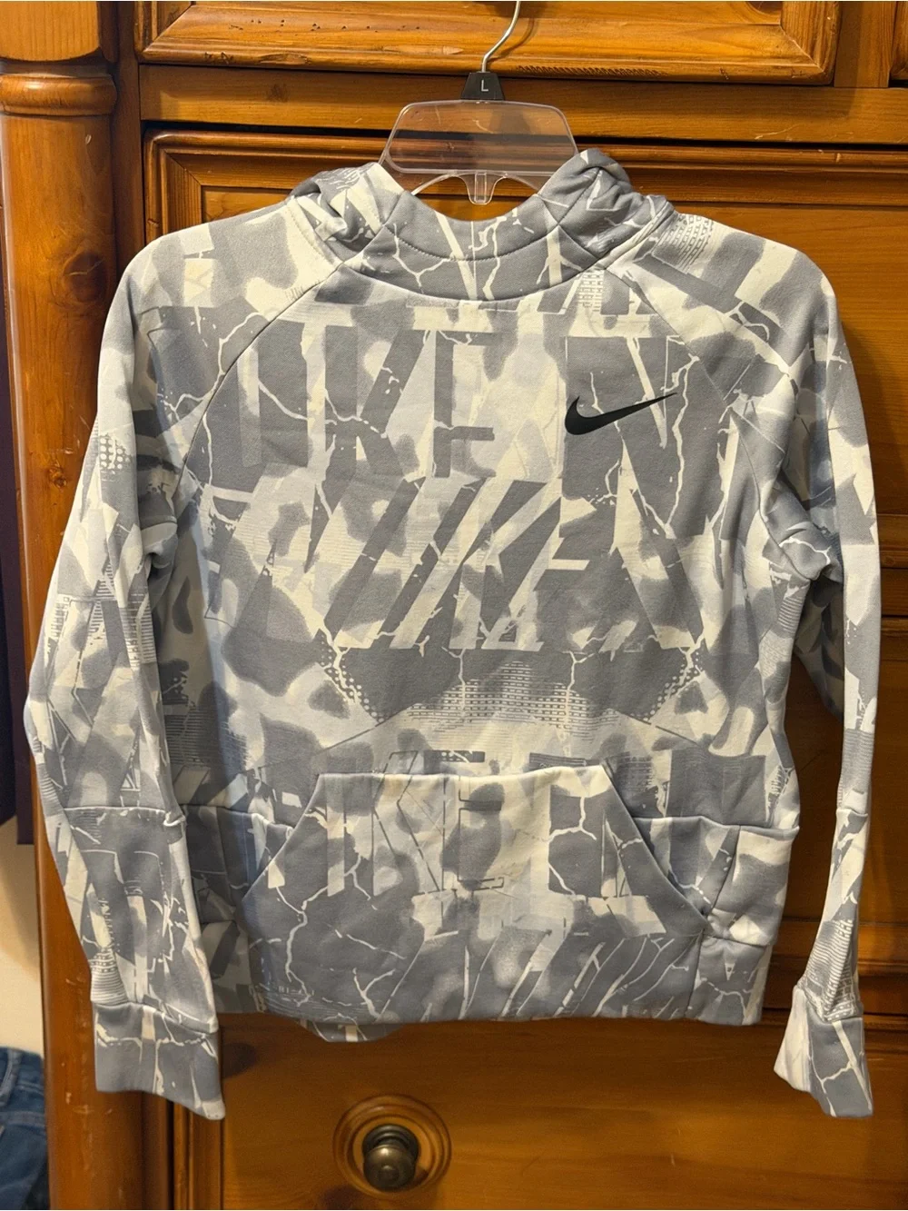Nike Boys Grey Camo Pullover Hoodie
